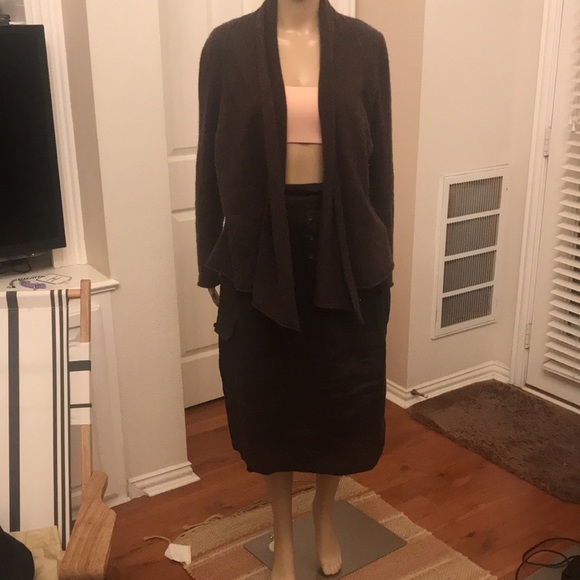 Midi skirt Linen Brown Sz - S - Picture 9 of 11